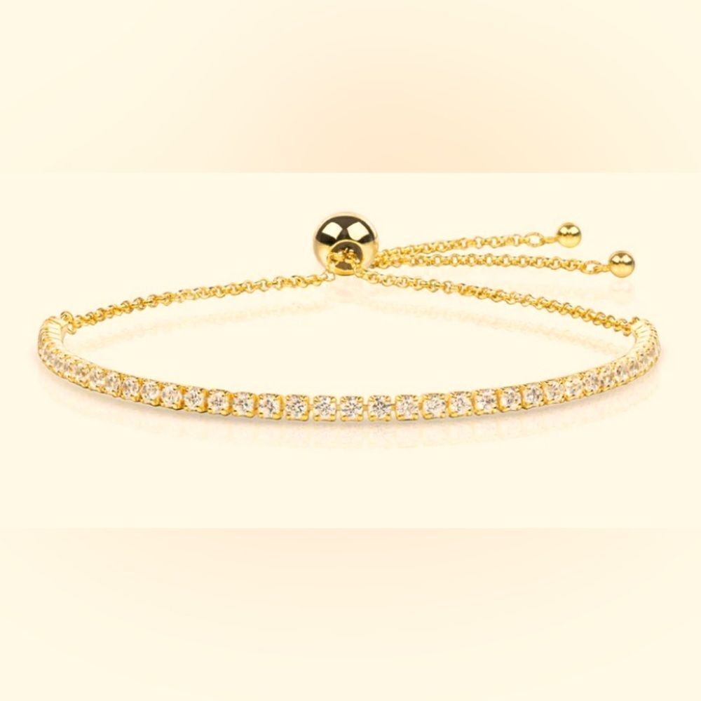 🛍️ Swarovski DAZZLING TENNIS SLIDER Gold Crystal BRACELET🎁